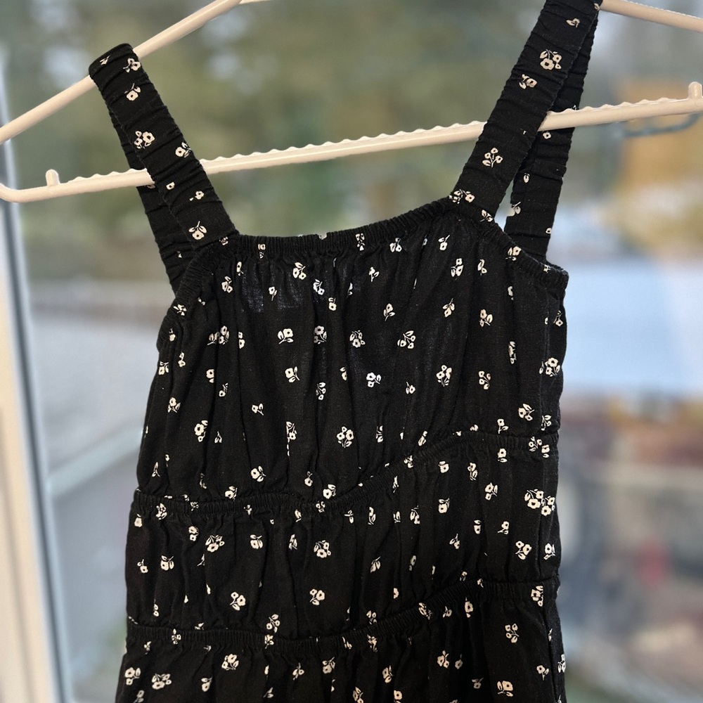 Floral Black Kids Casual Romper